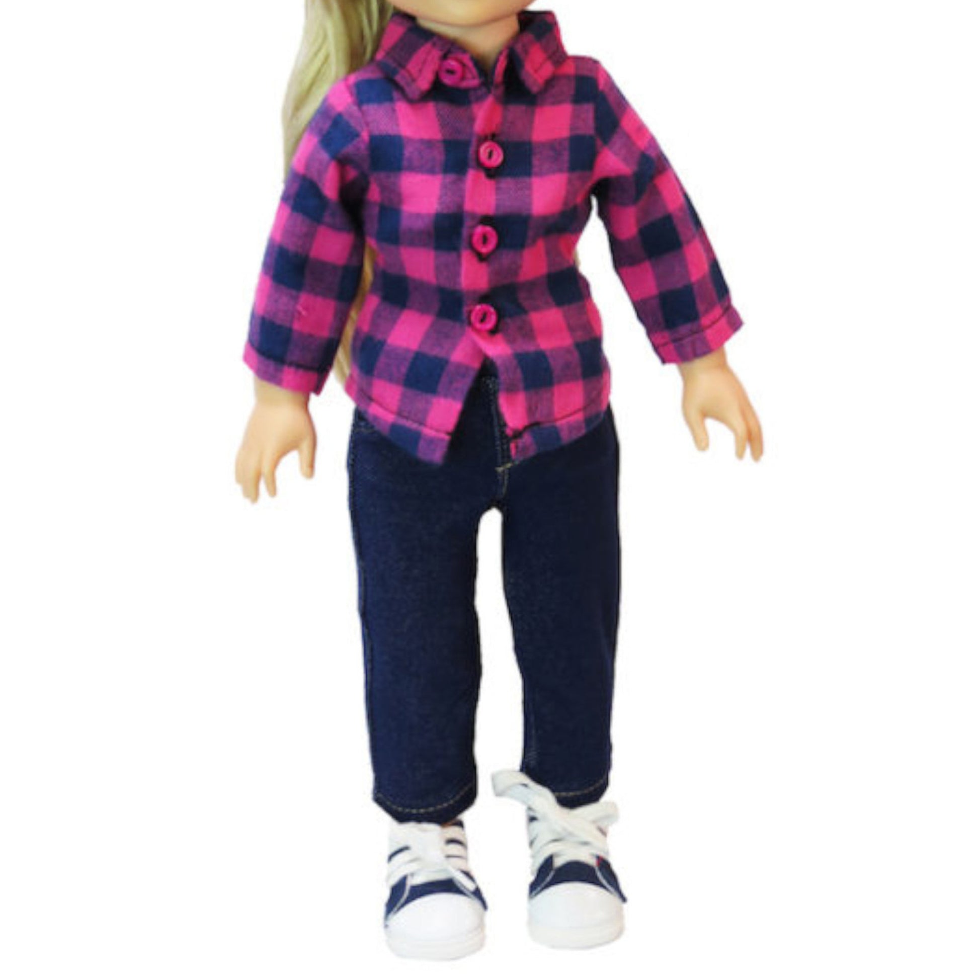 Navy and Pink Checkered Outfit for 14 1/2-inch dolls with doll