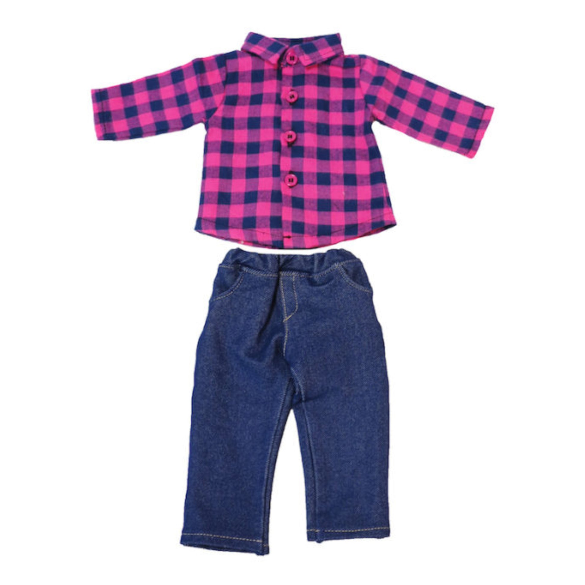 Navy and Pink Checkered Outfit for 18-inch dolls Flat