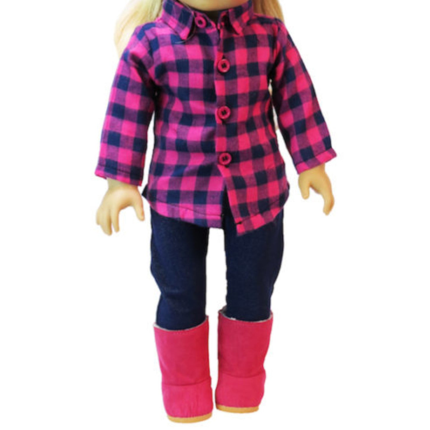 Navy and Pink Checkered Outfit for 18-inch dolls with doll