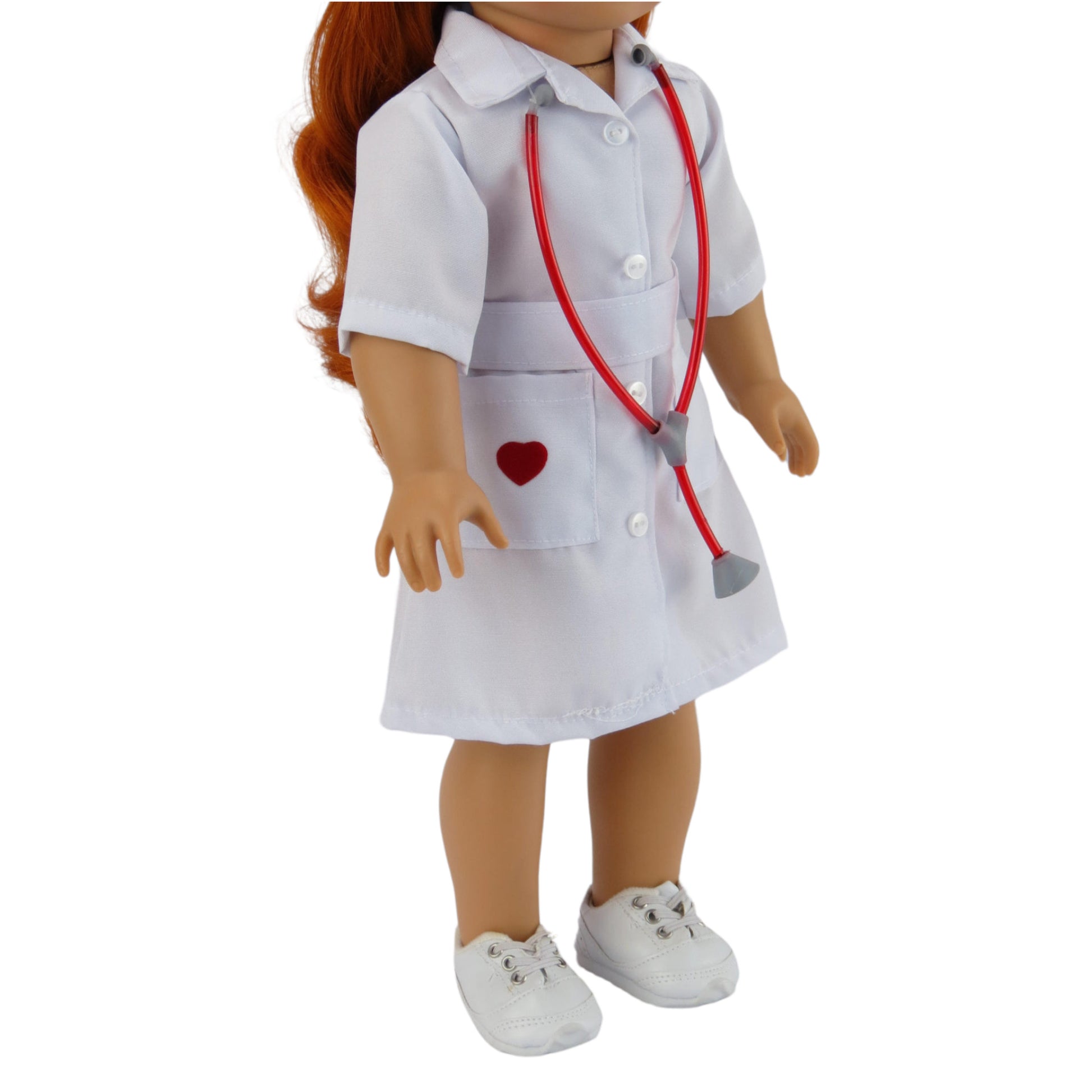 Nurse Outfit for 18-inch dolls with doll Side view