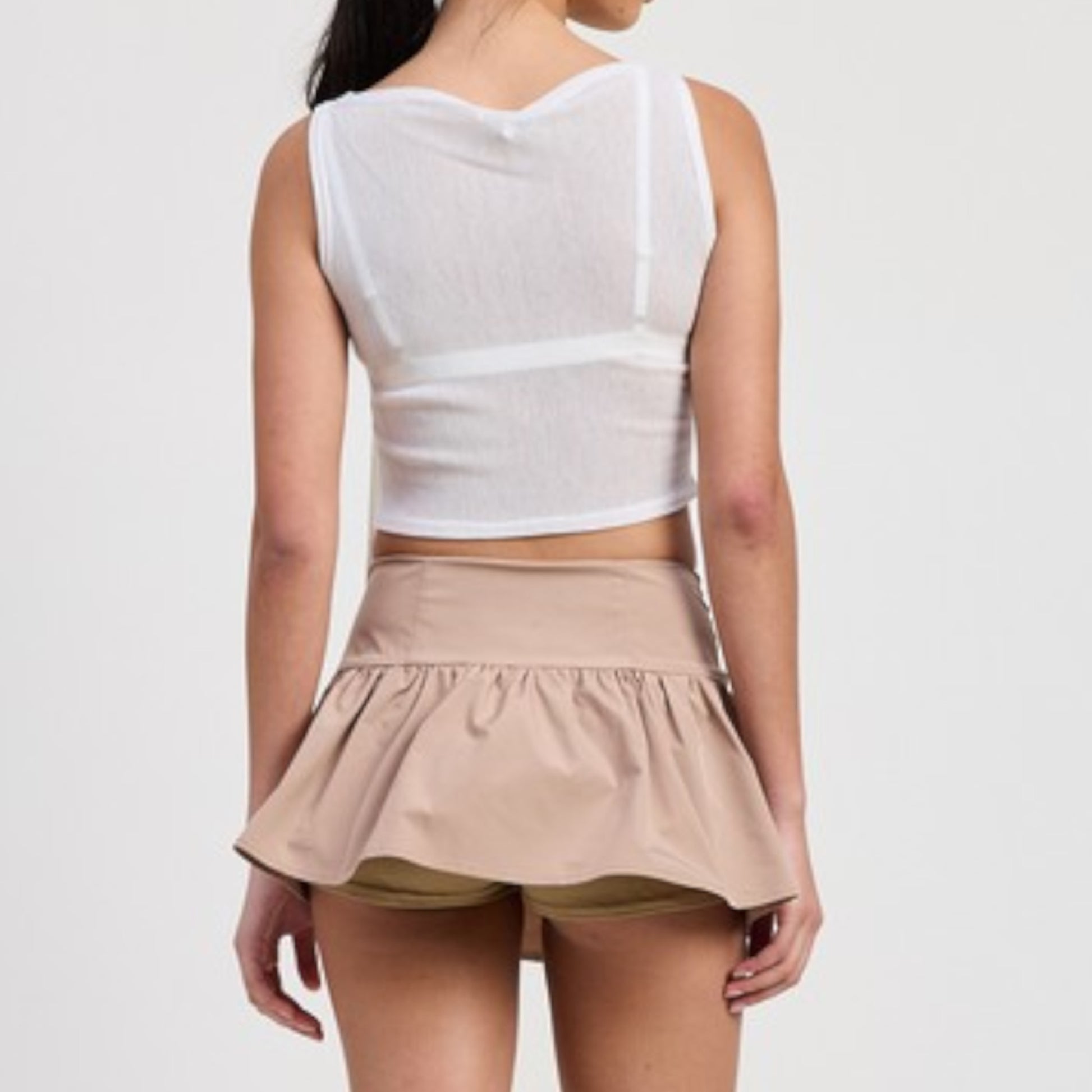 Off White Sleeveless Sheer Bow Top Back view