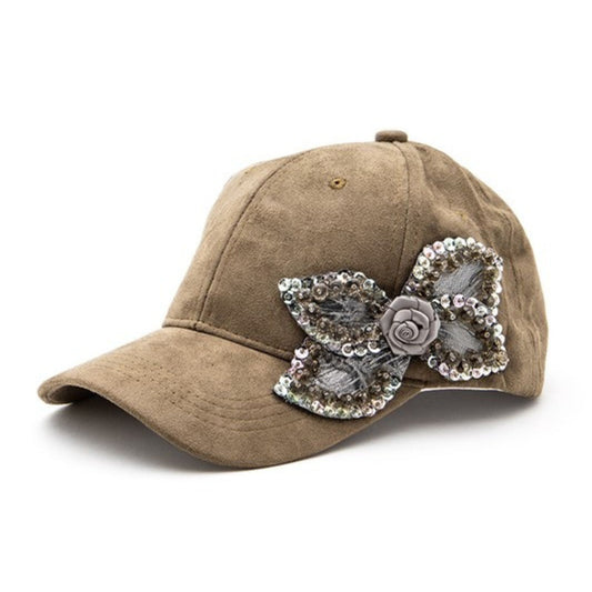 Olive_Beaded_Flower_Suede_Fashion_Cap_-_Side_view