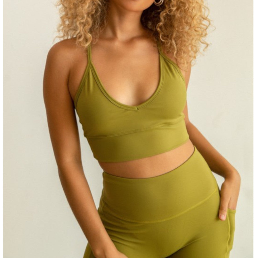 Olive Twist Tank Activewear Tank Bra