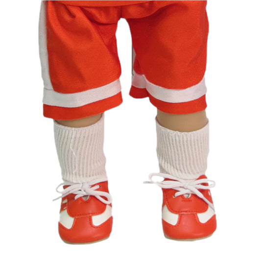 Orange Sport Sneakers for 18-inch dolls with doll