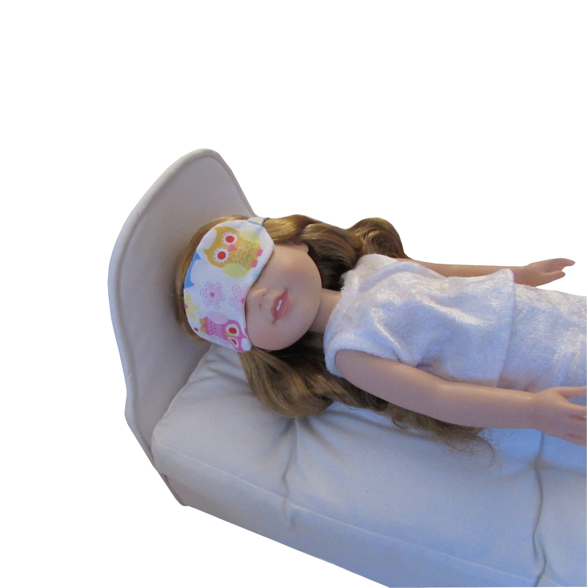 Owl Print Doll Sleep Mask, White Doll Bed, Doll, White Pajamas for 14 1/2-inch dolls Second view