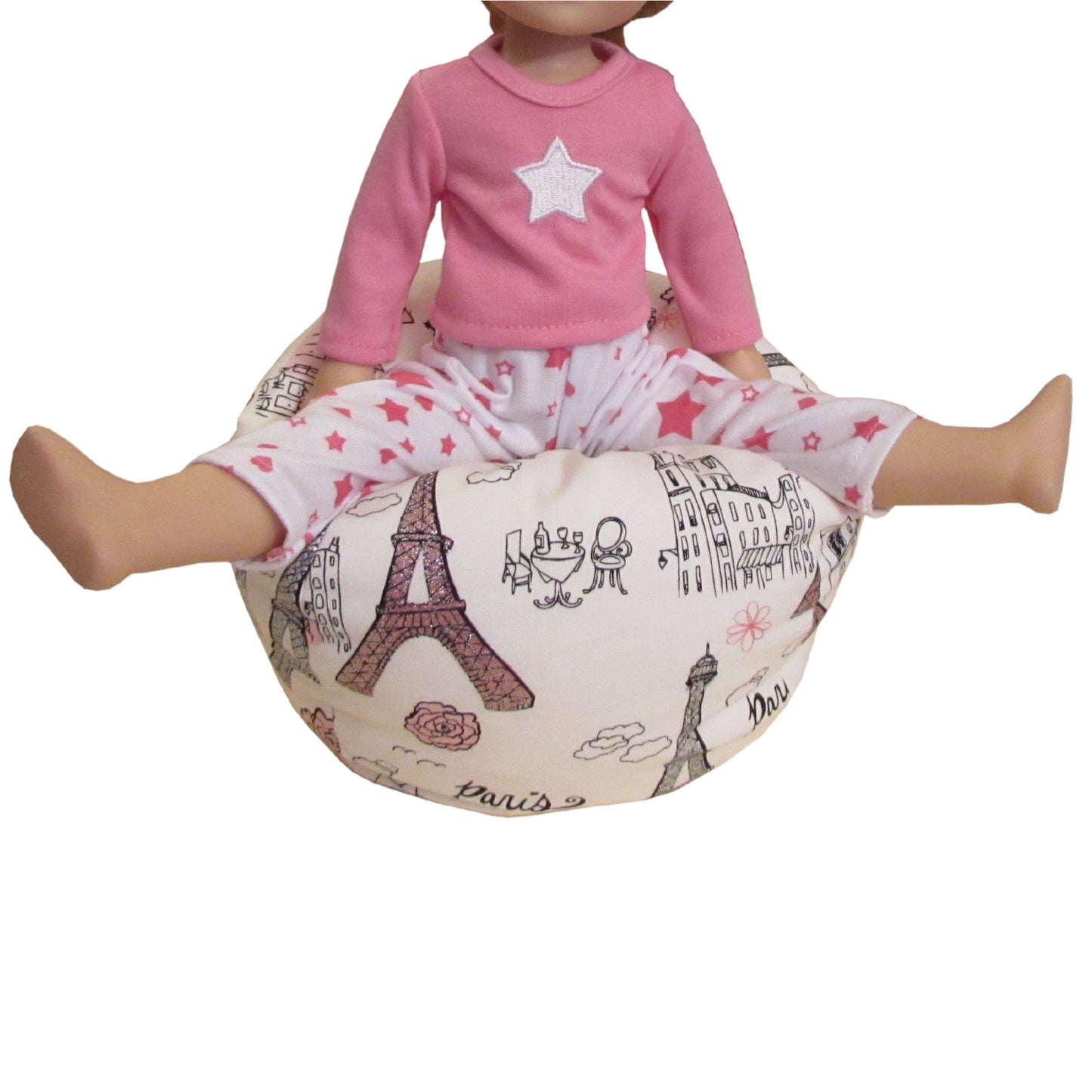 Paris Doll Bean Bag Chair for 14 1/2-inch dolls with doll