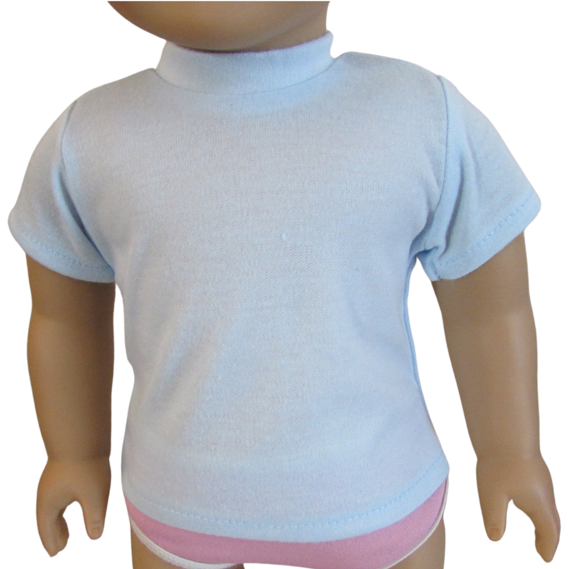 Pastel Blue T-Shirt for 18-inch Dolls with doll
