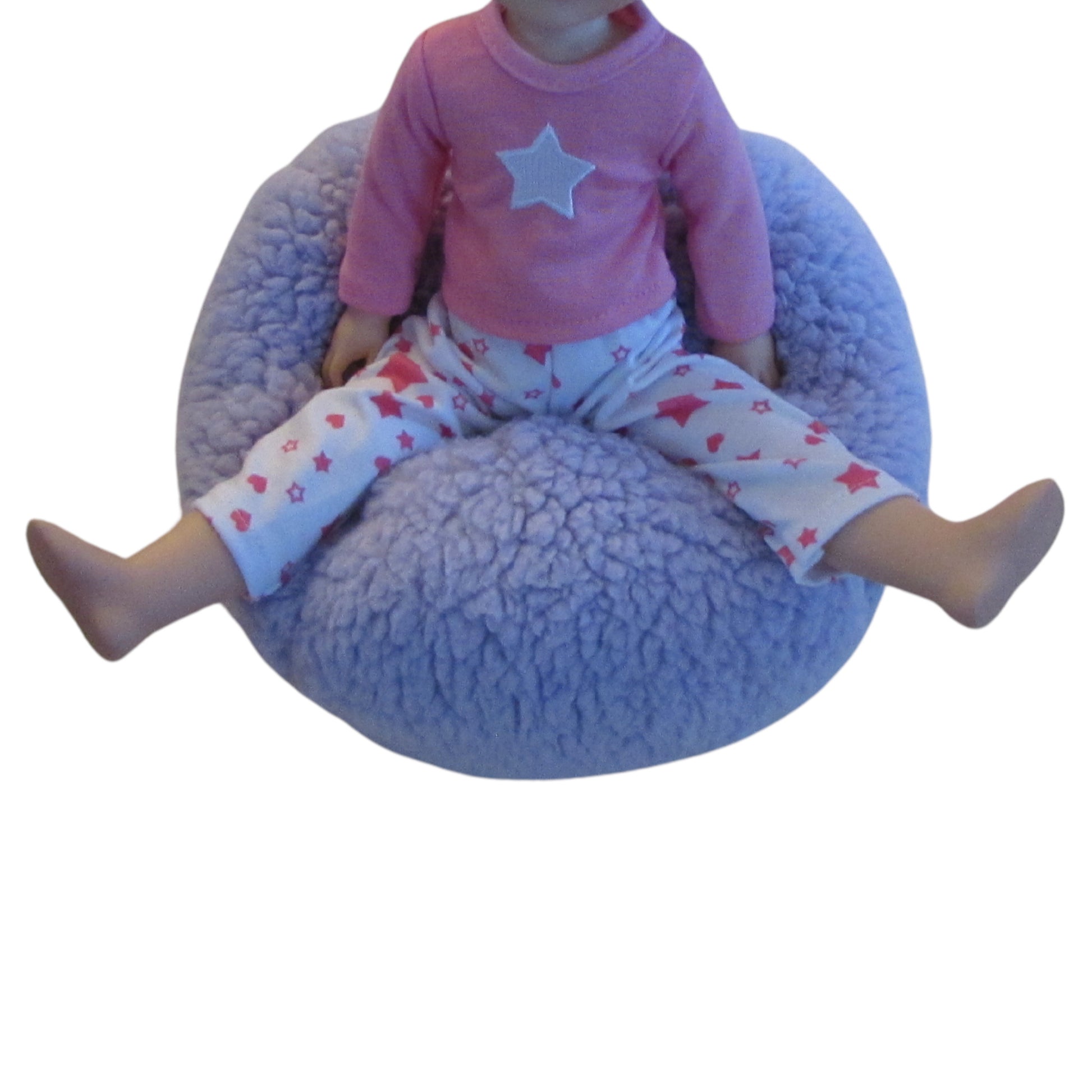 Pastel Lilac Faux Fur Sherpa Doll Bean Bag Chair for 14 1/2-inch dolls with doll