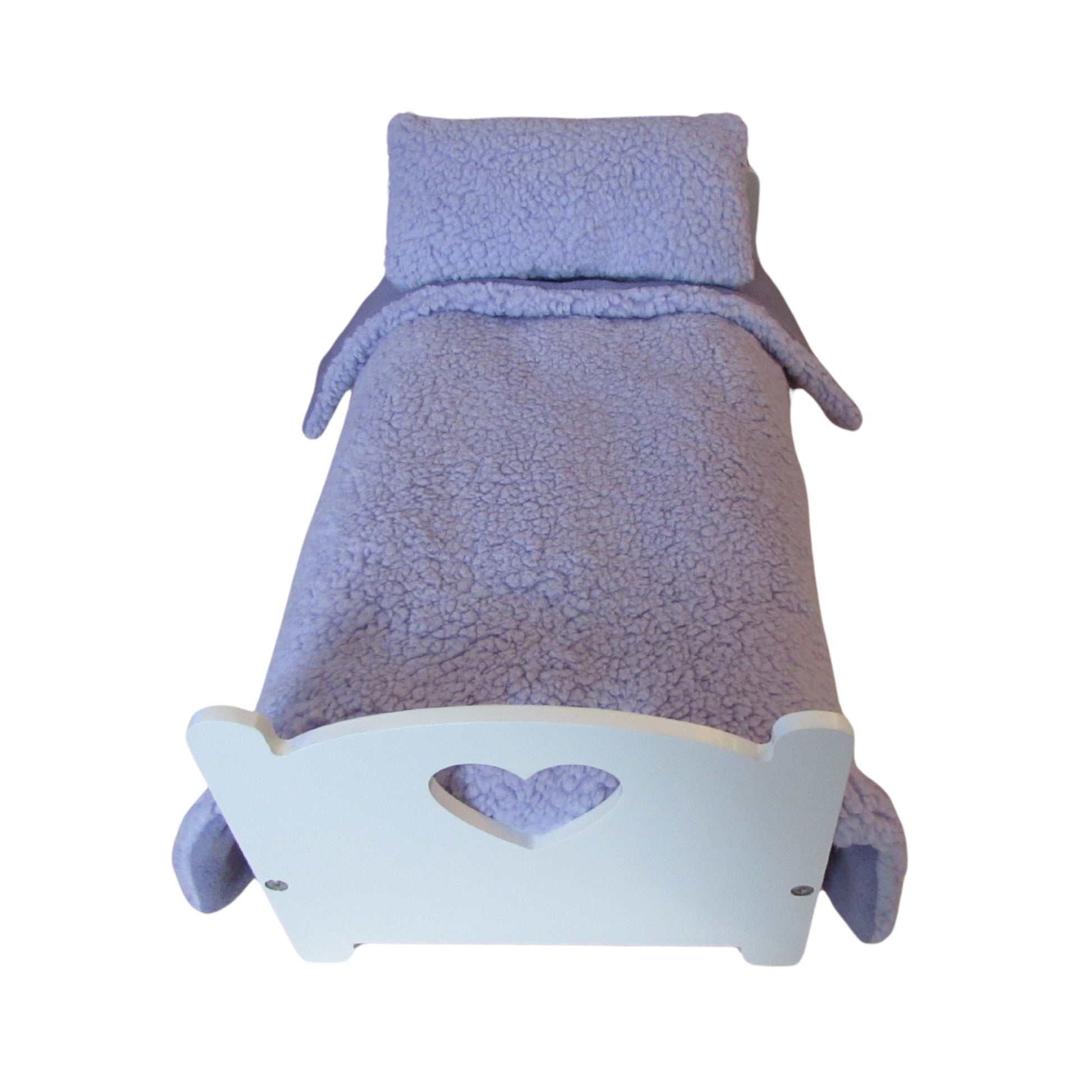 Pastel Lilac Faux Fur Sherpa Doll Blanket for 18-inch dolls Front view