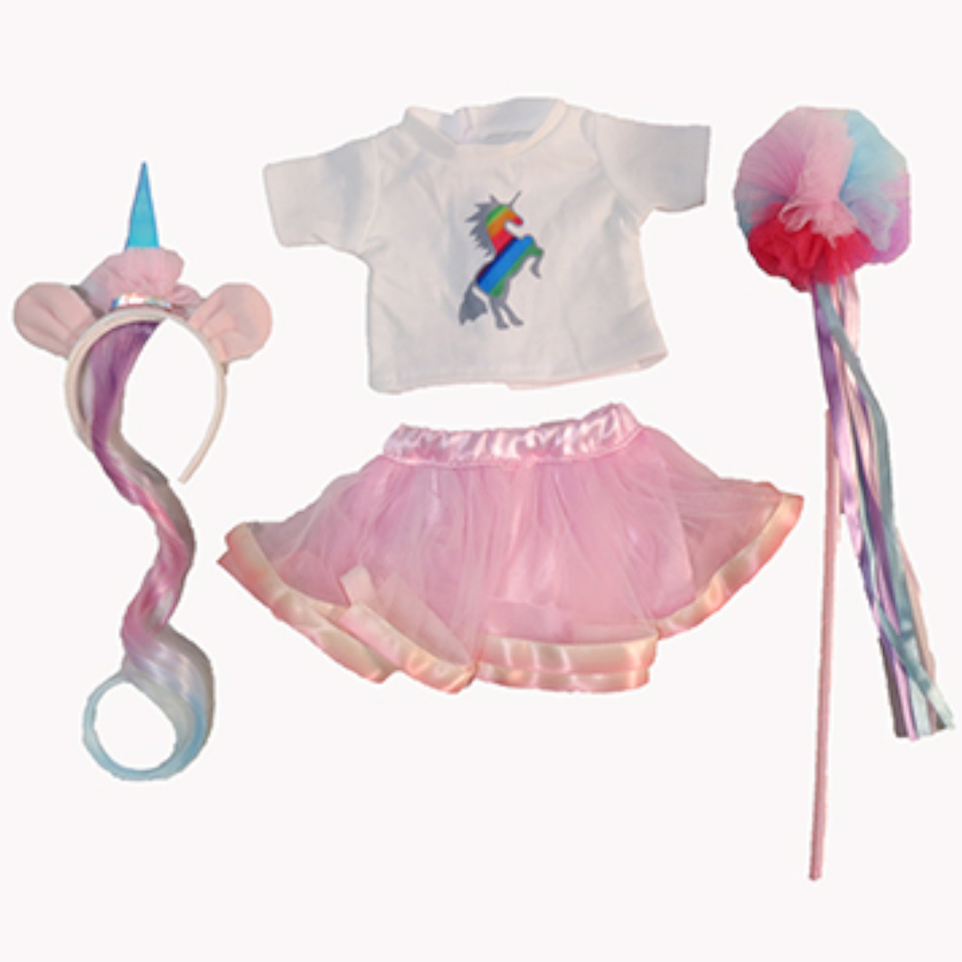 Pastel Rainbow Unicorn Outfit for 18-inch dolls Flat