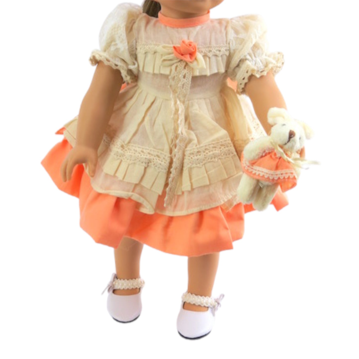 Peach Dress with Bunny for 18-inch dolls with doll Front