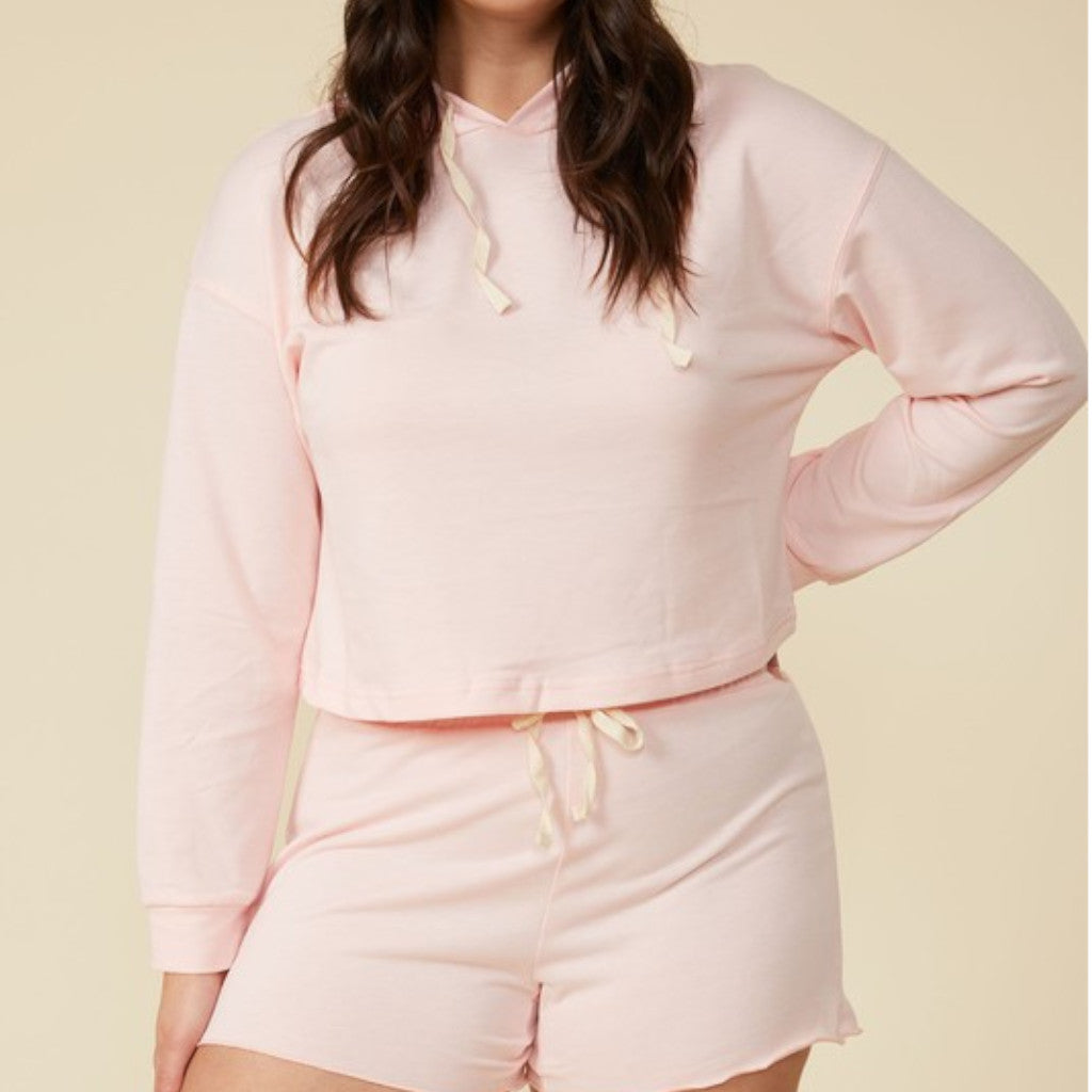 Peach French Terry Cropped Hoodie