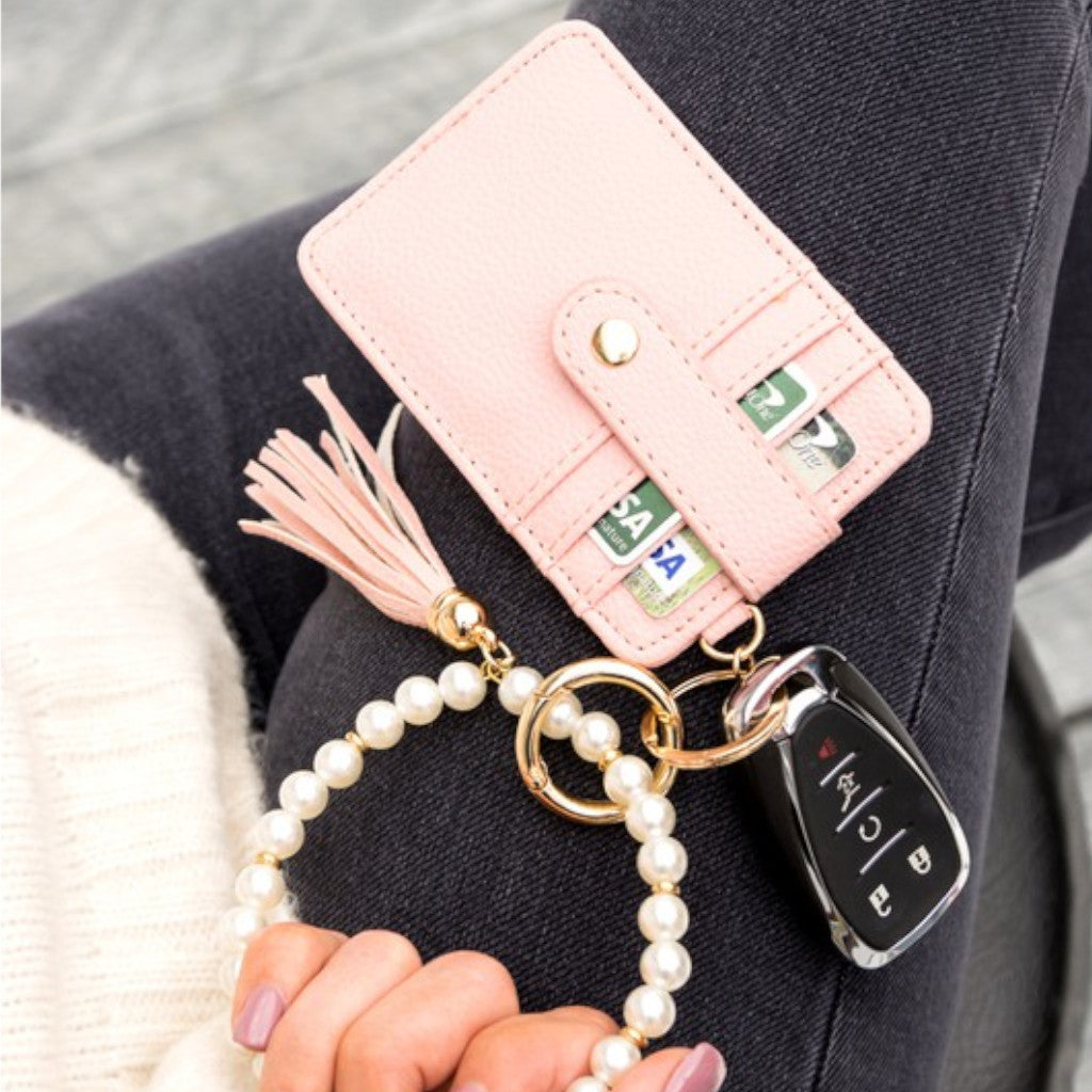 Pearl Blush Key Ring Wallet Bracelet