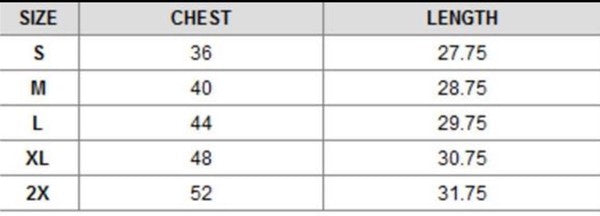 Perfect Enough Graphic Tee Size Chart