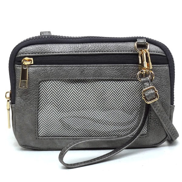 Pewter Fashion Cell Phone Crossbody Bag Clutch