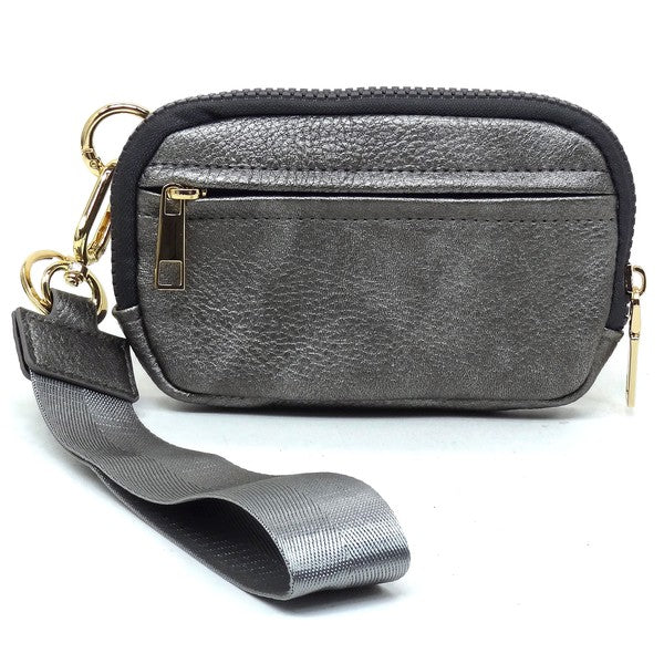 Pewter Fashion Pouch Wallet Wristlet Front view