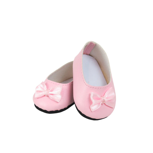 Pink Ballet Flats with Bow for 18-inch dolls