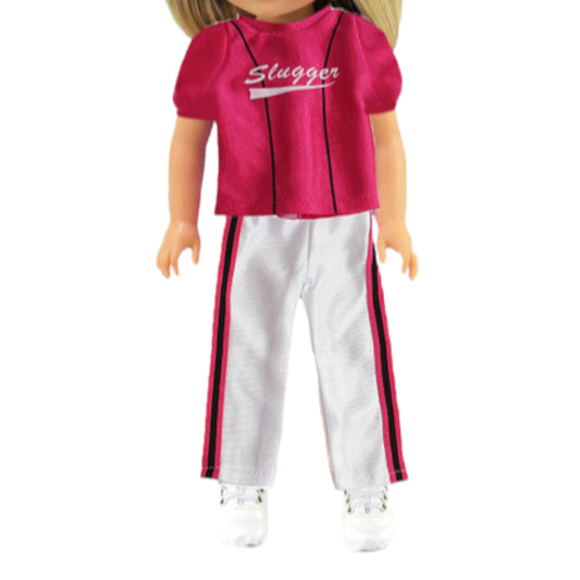 Pink Baseball Uniform for 14 1/2-inch dolls with doll