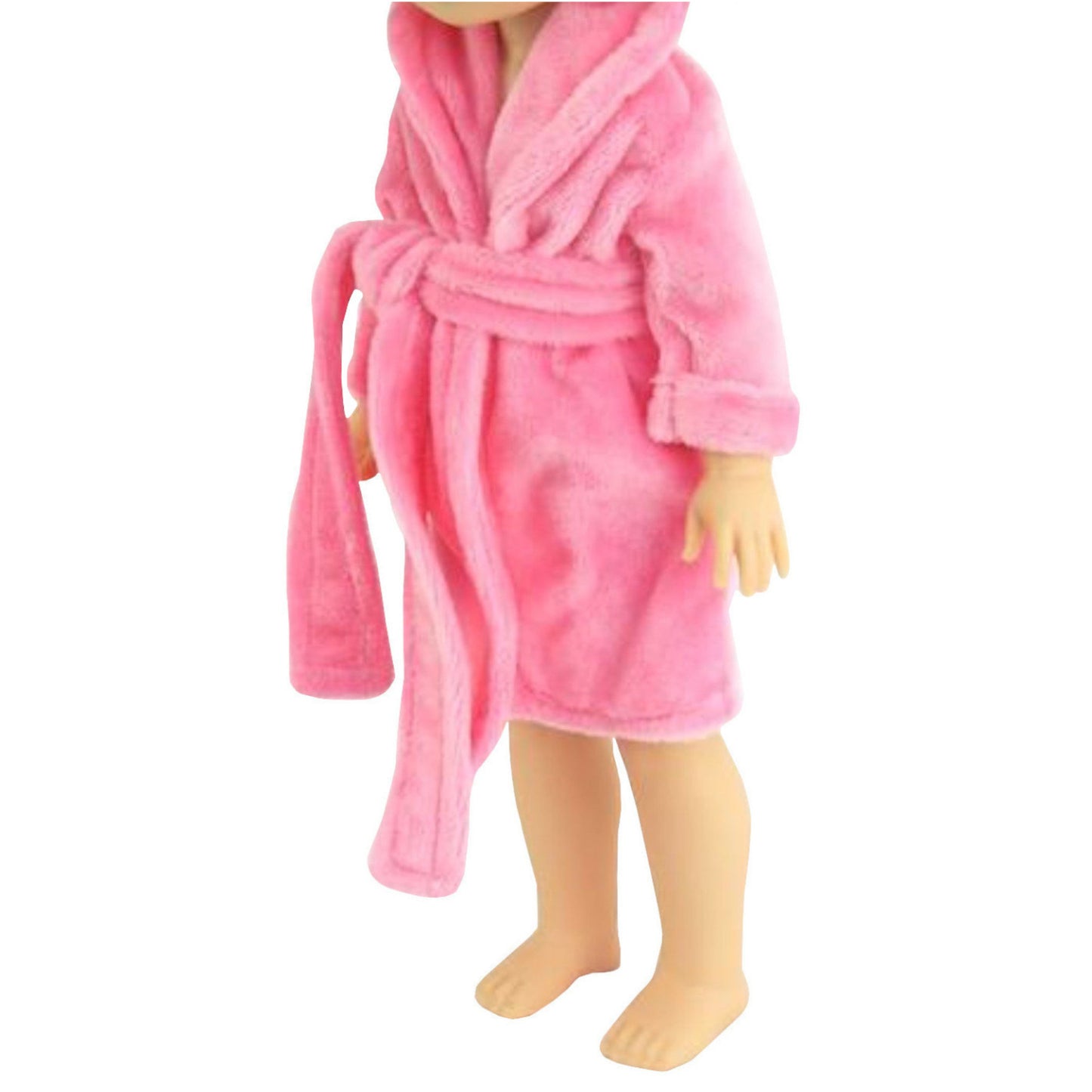 Pink Bathrobe for 14 1/2-inch dolls with doll Side View