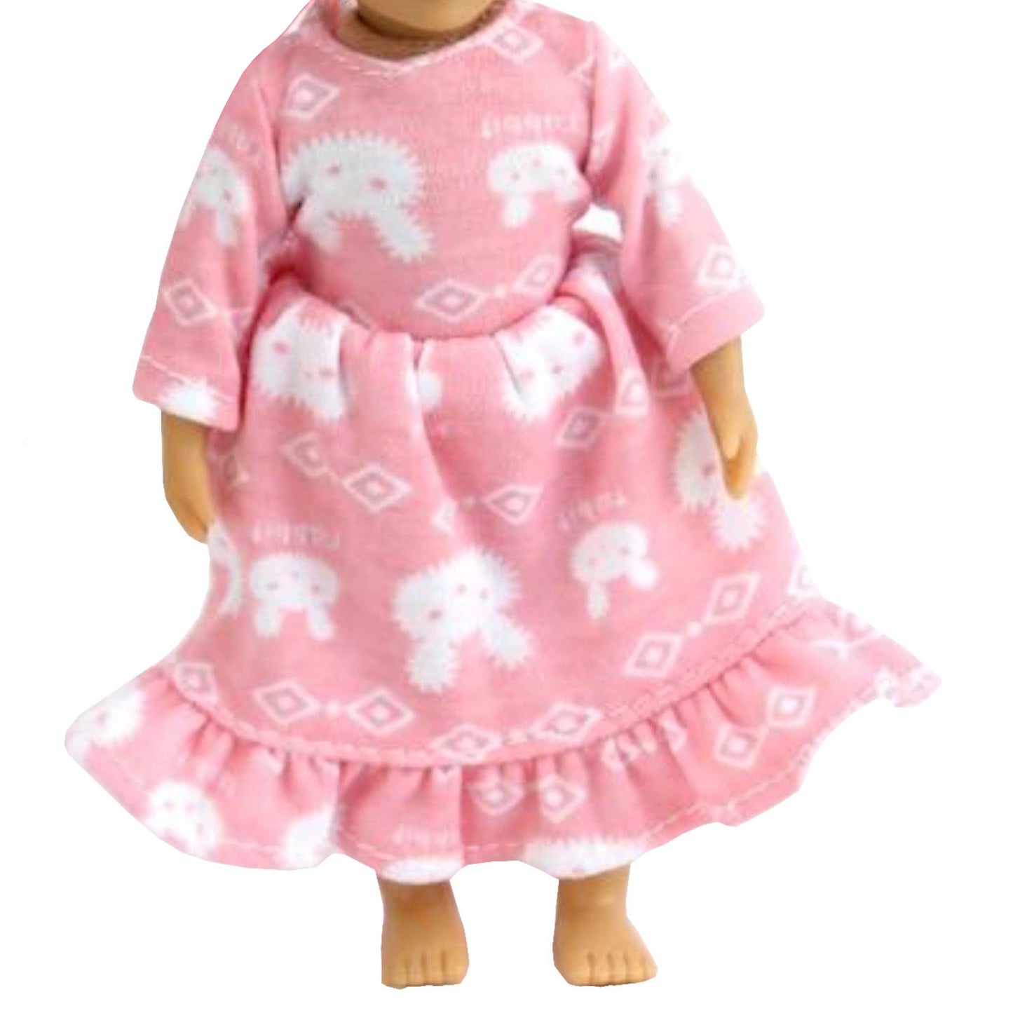 Pink Bunny Nightgown for 6 1/2-inch dolls with doll