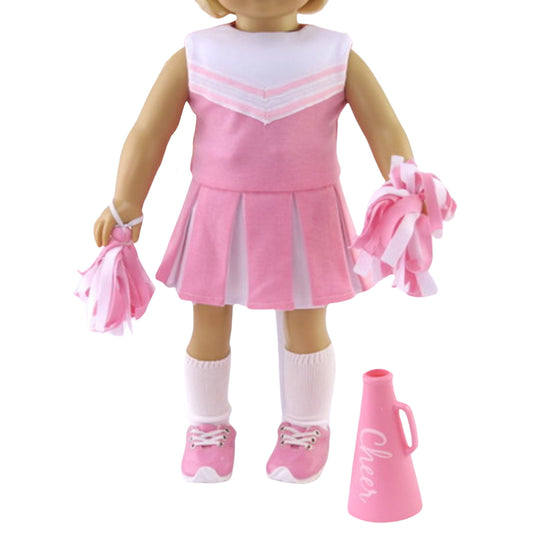 Pink Cheerleader Outfit  with Shoes and Accessories for 18-inch dolls