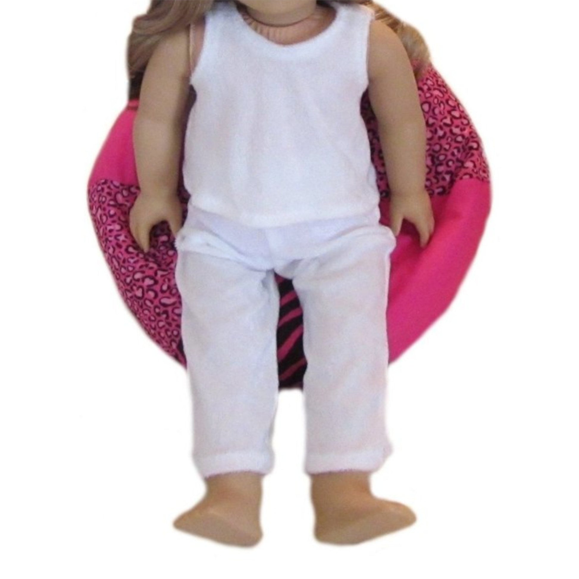 Pink Cheetah Zebra Doll Bean Bag Chair for 18-inch dolls with doll