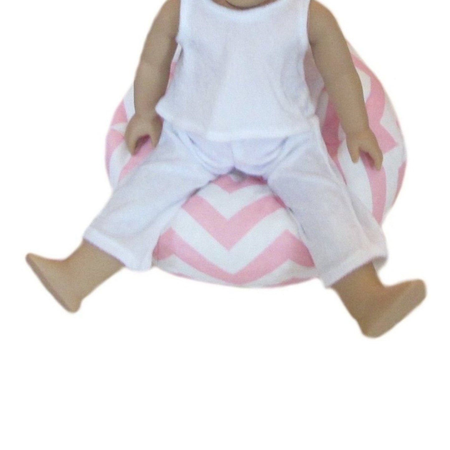 Pink Chevron Doll Bean Bag Chair for 18-inch dolls with doll