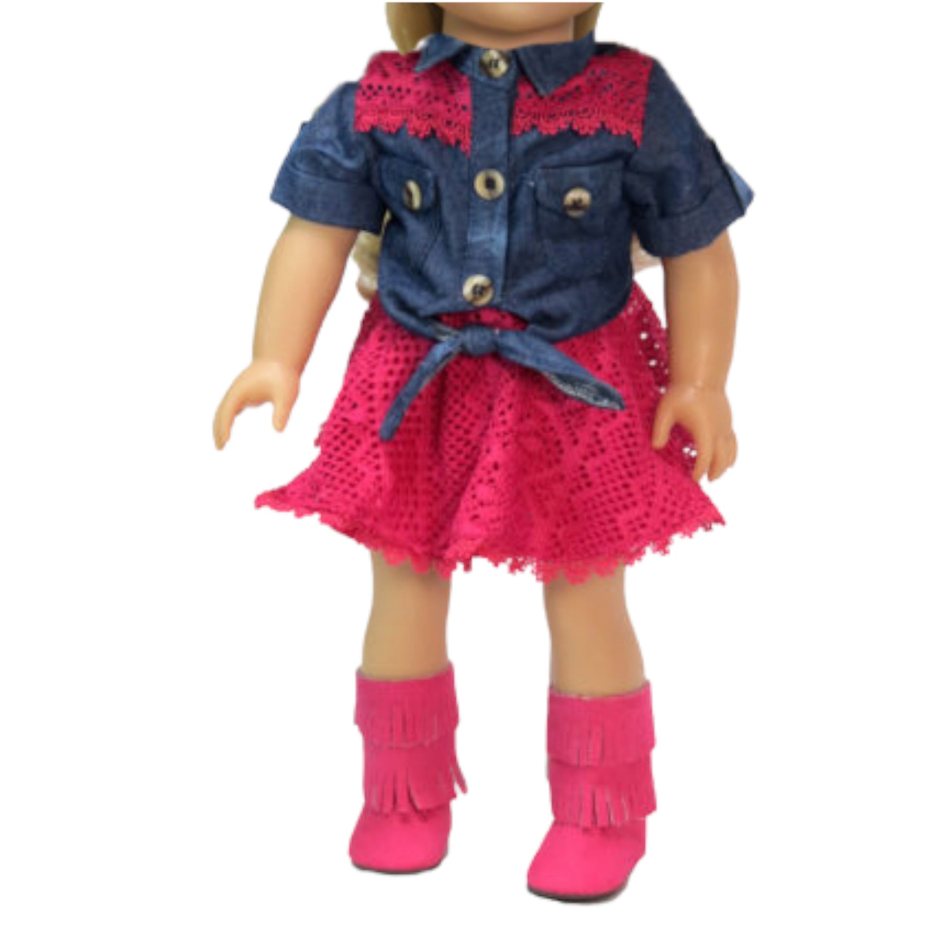 Pink Cowgirl Western Outfit for 18-inch dolls with doll