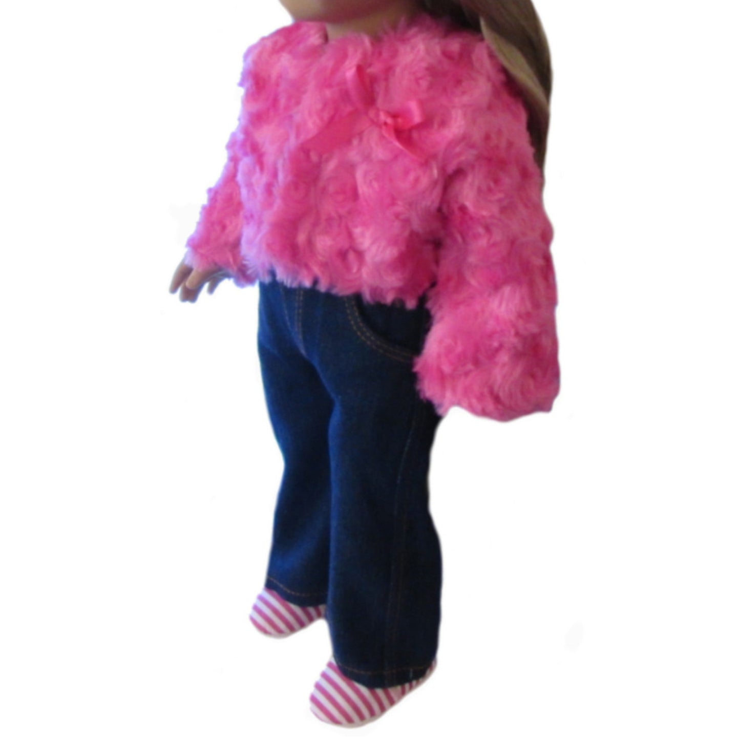 Pink Doll Jacket and Jeans Outfit for 18-inch dolls Side view