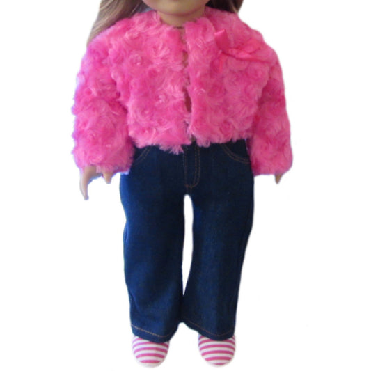 Pink Doll Jacket and Jeans Outfit for 18-inch dolls with doll