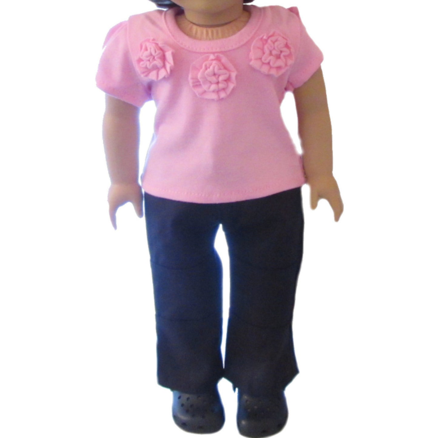Pink Doll Top and Black Pants Outfits for 18-inch dolls