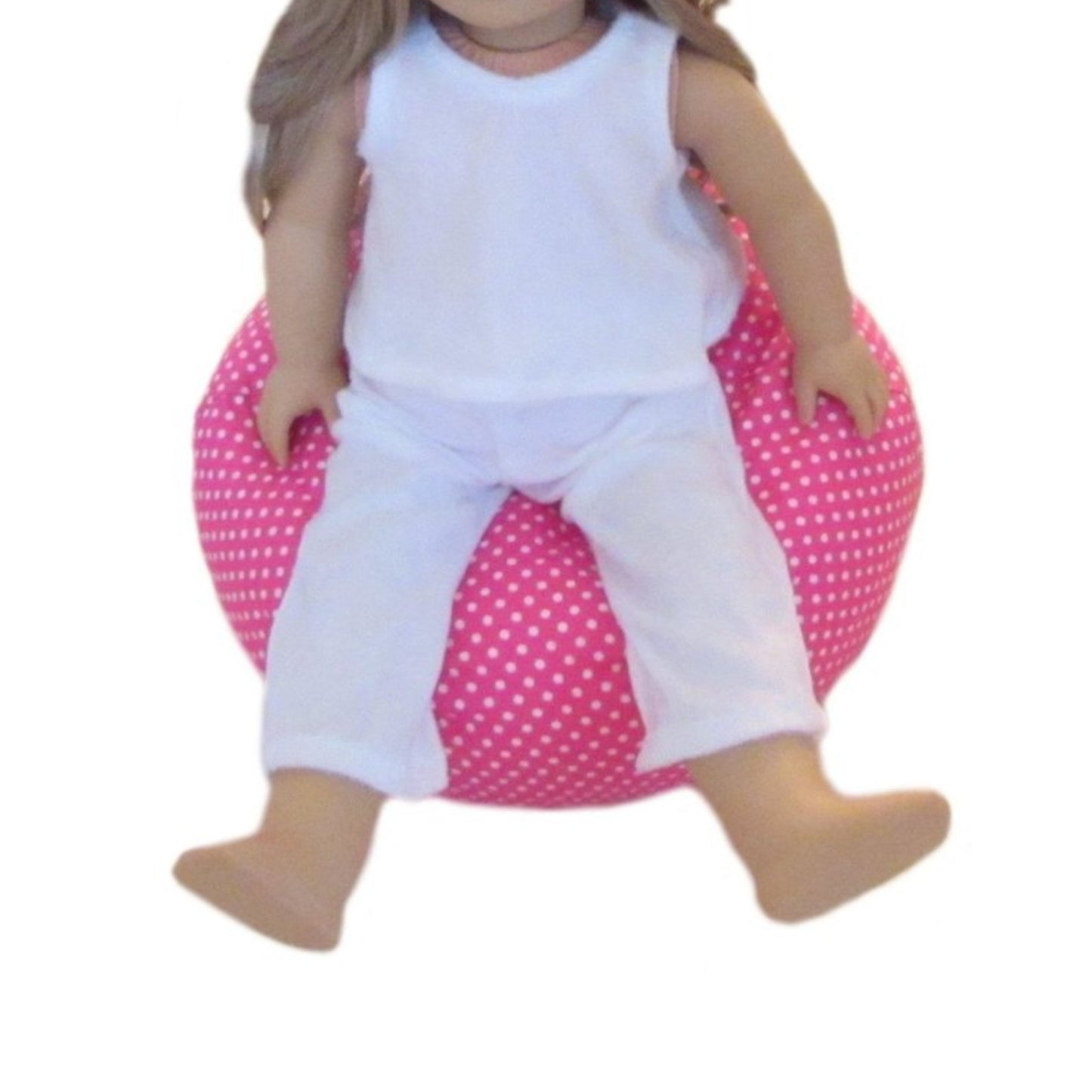 Pink Dots Doll Bean Bag Chair for 18-inch dolls with doll