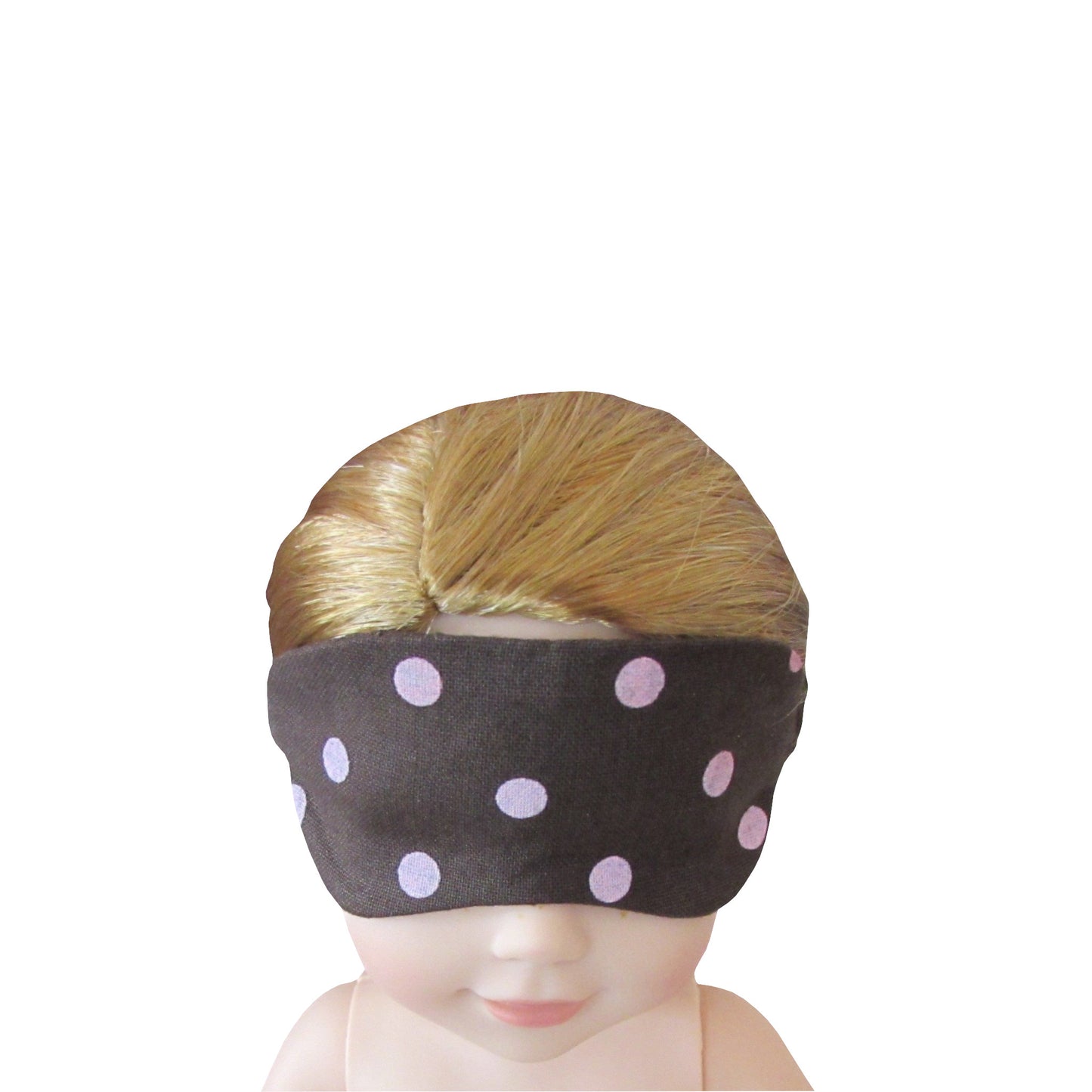 Pink Dots on Brown Doll Sleep Mask for 14 1/2-inch dolls with doll
