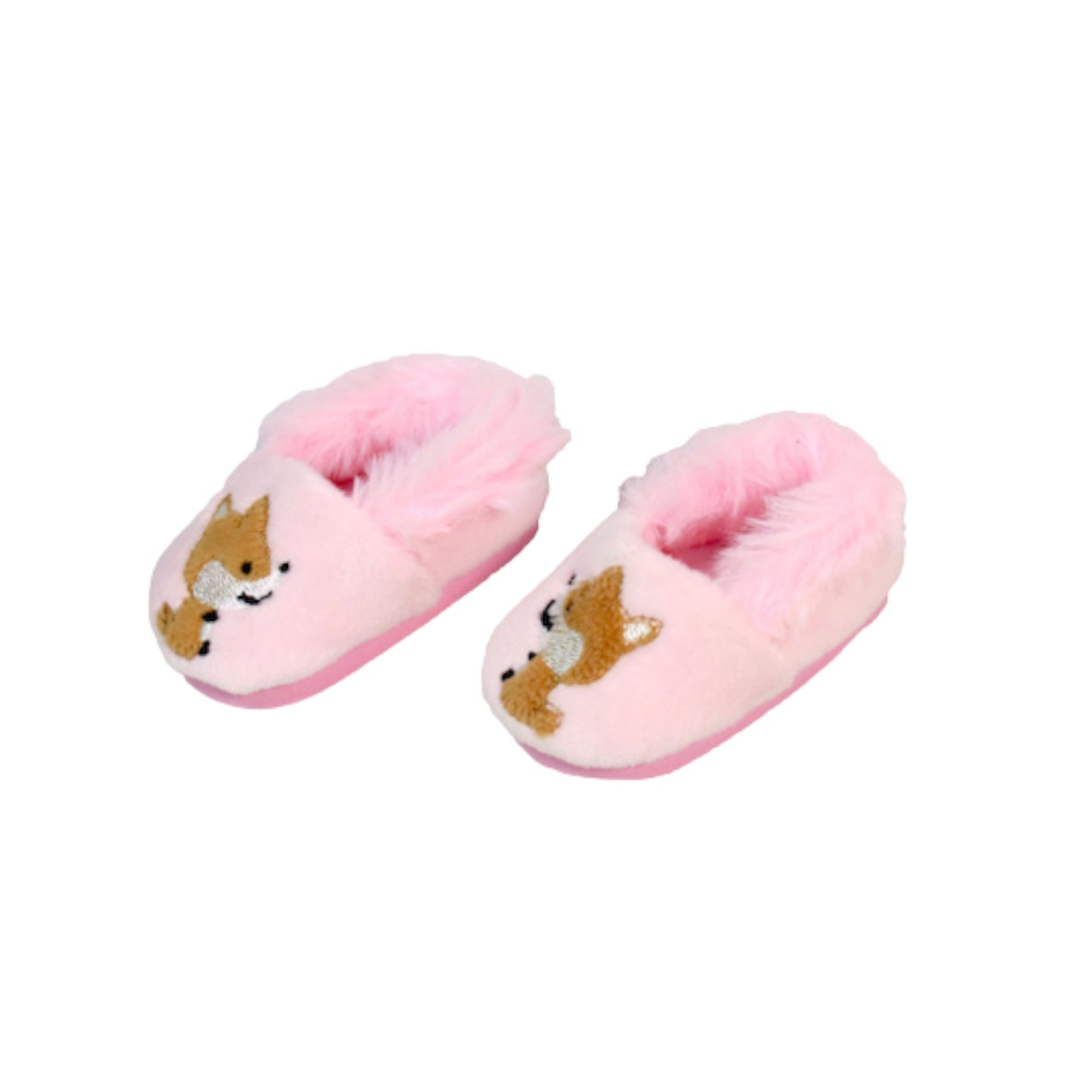 Pink Fox Slippers for 18-inch dolls Side view