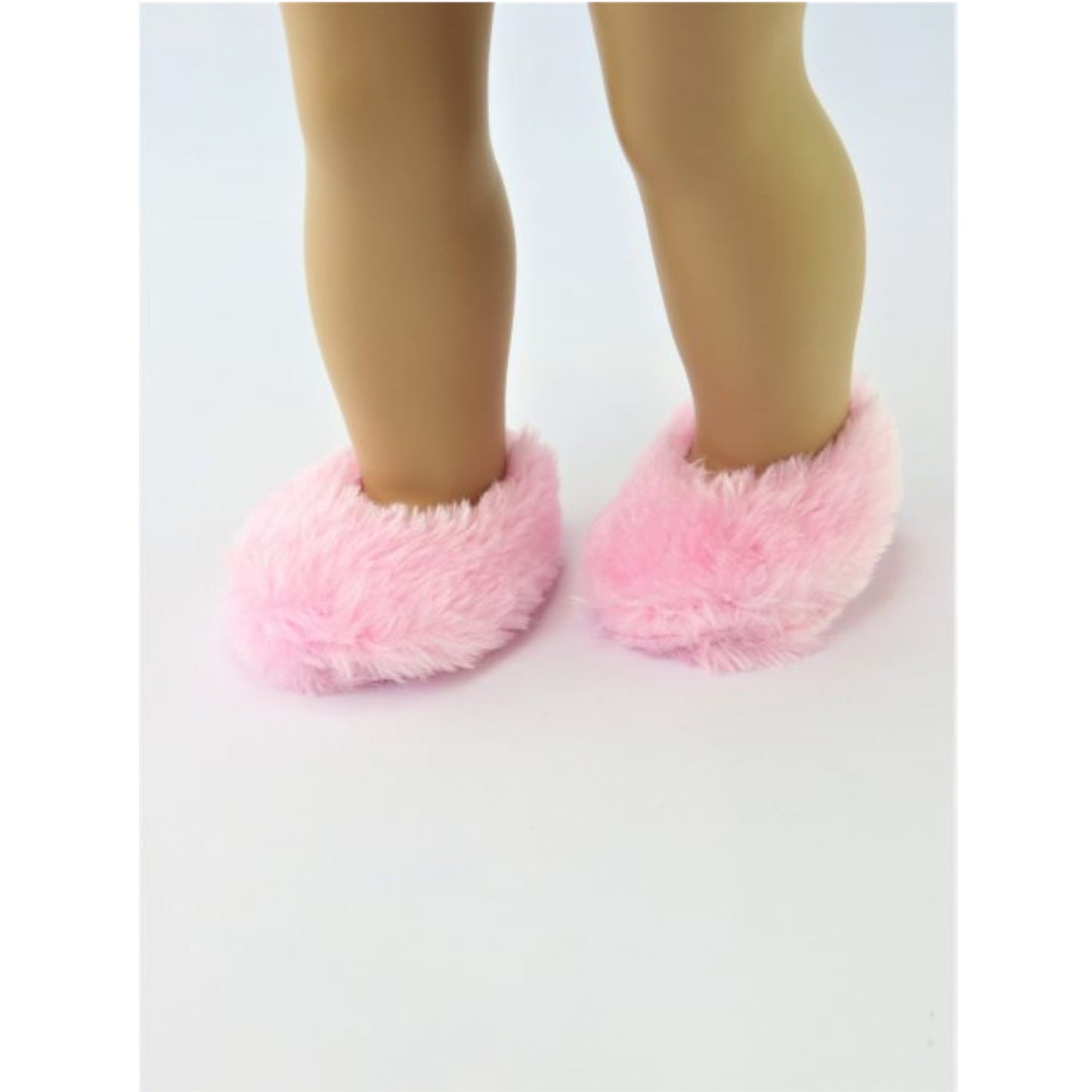 Pink Fuzzy Slippers for 18-inch dolls with Doll