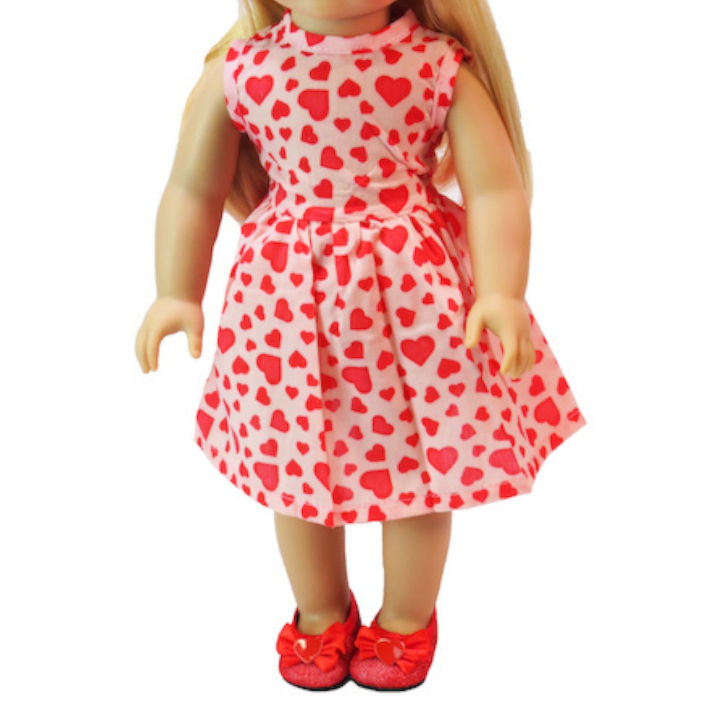 Pink Heart Dress for 18-inch dolls with doll Up Close