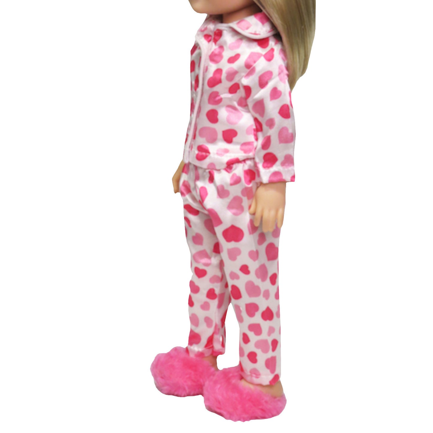 Pink Heart Pajamas for 14 1/2-inch dolls with doll Right Side