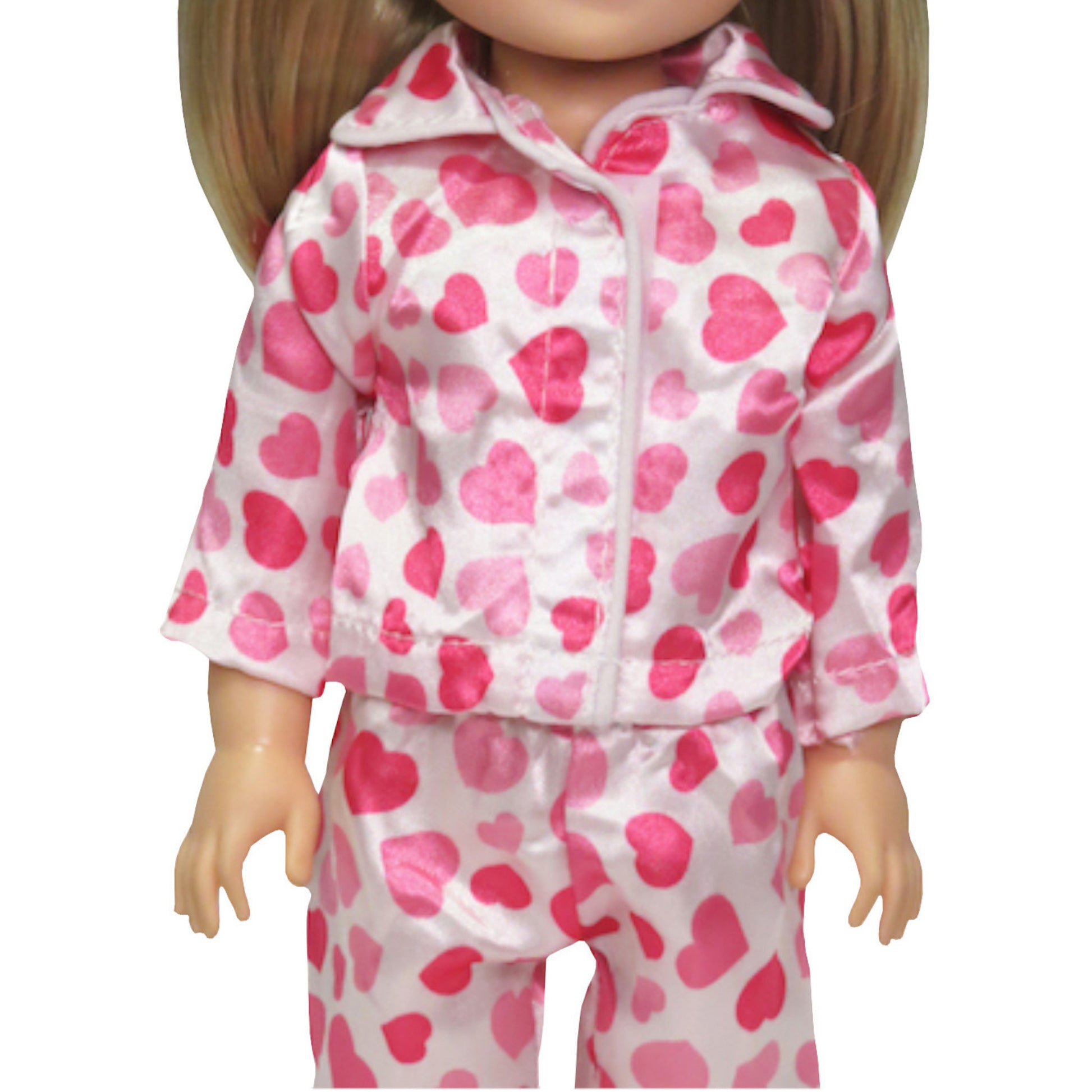 Pink Heart Pajamas for 14 1/2-inch dolls with doll Up Close