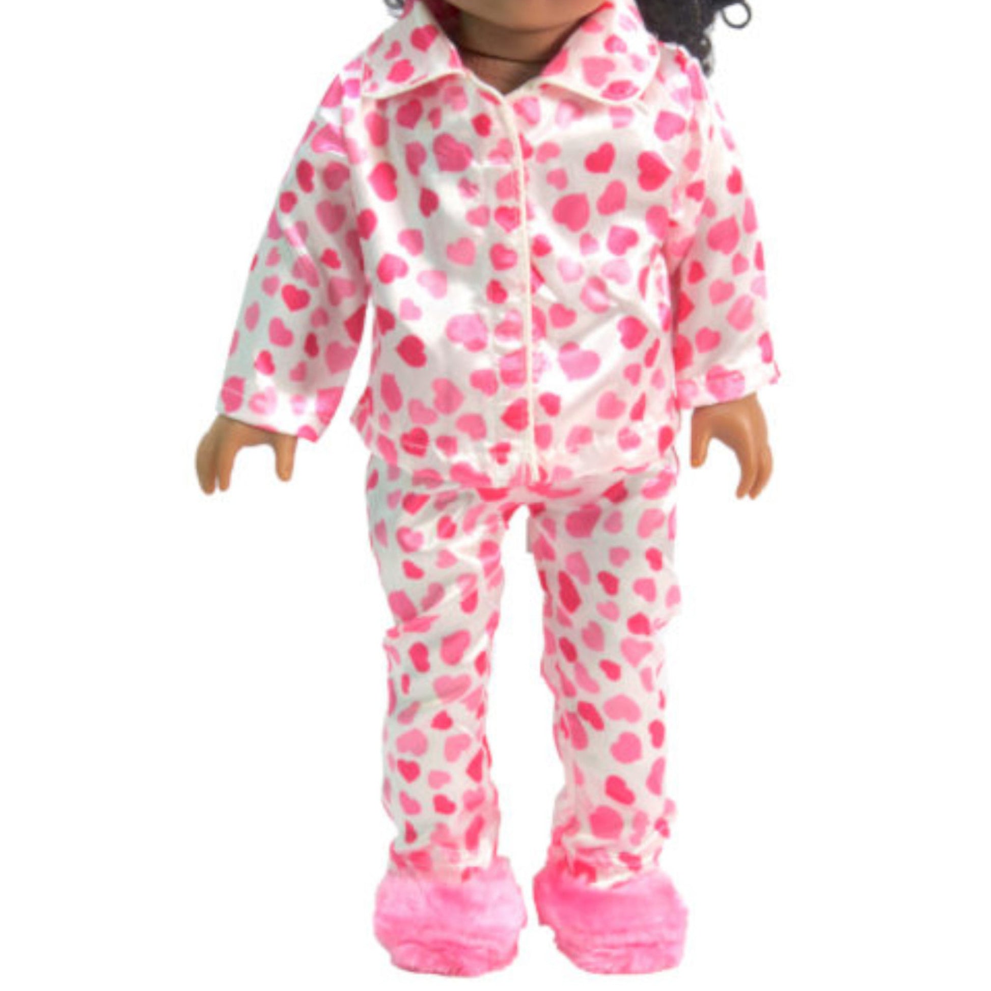 Pink Heart Pajamas for 18-inch dolls with doll