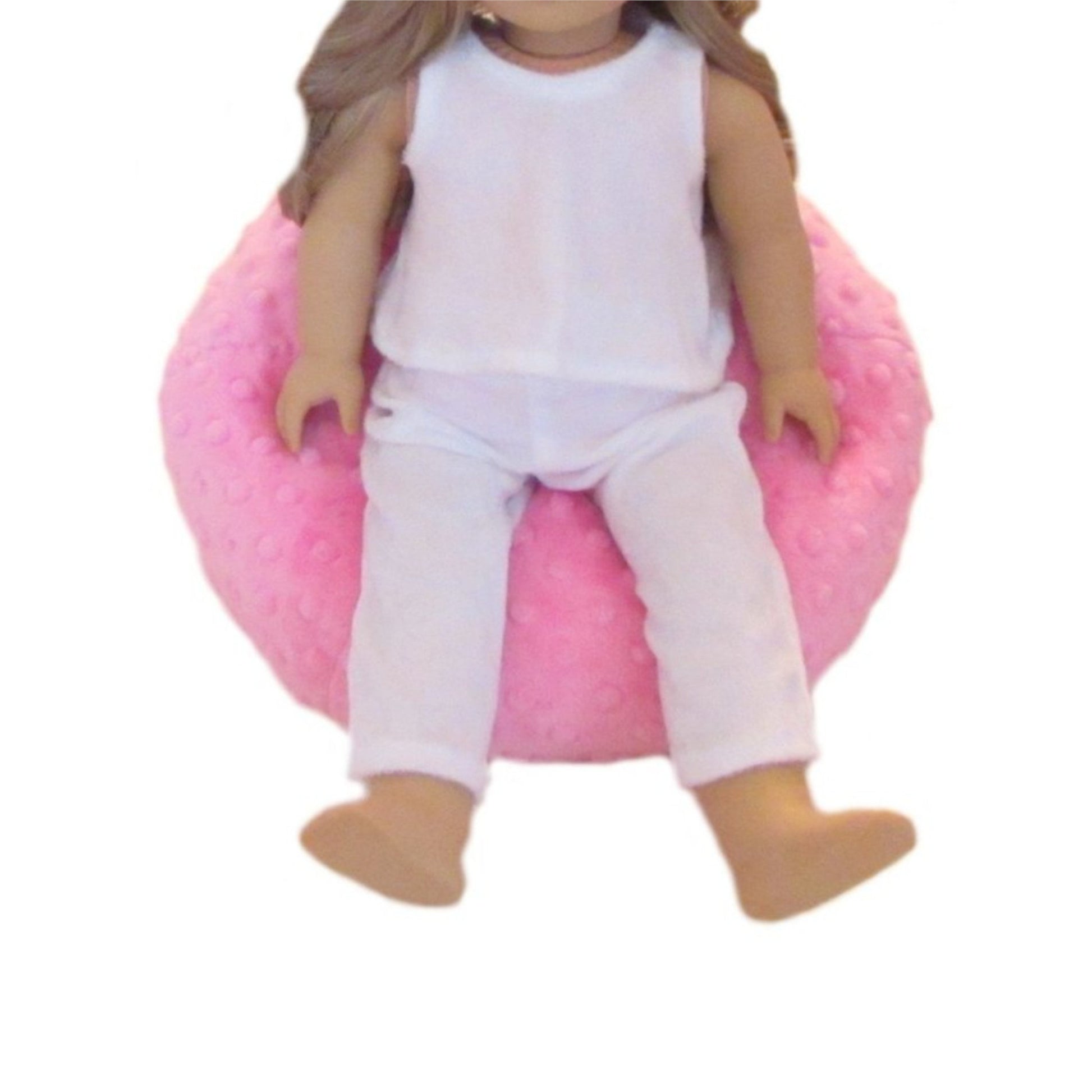 Pink Minky Doll Bean Bag Chair for 18-inch dolls with doll