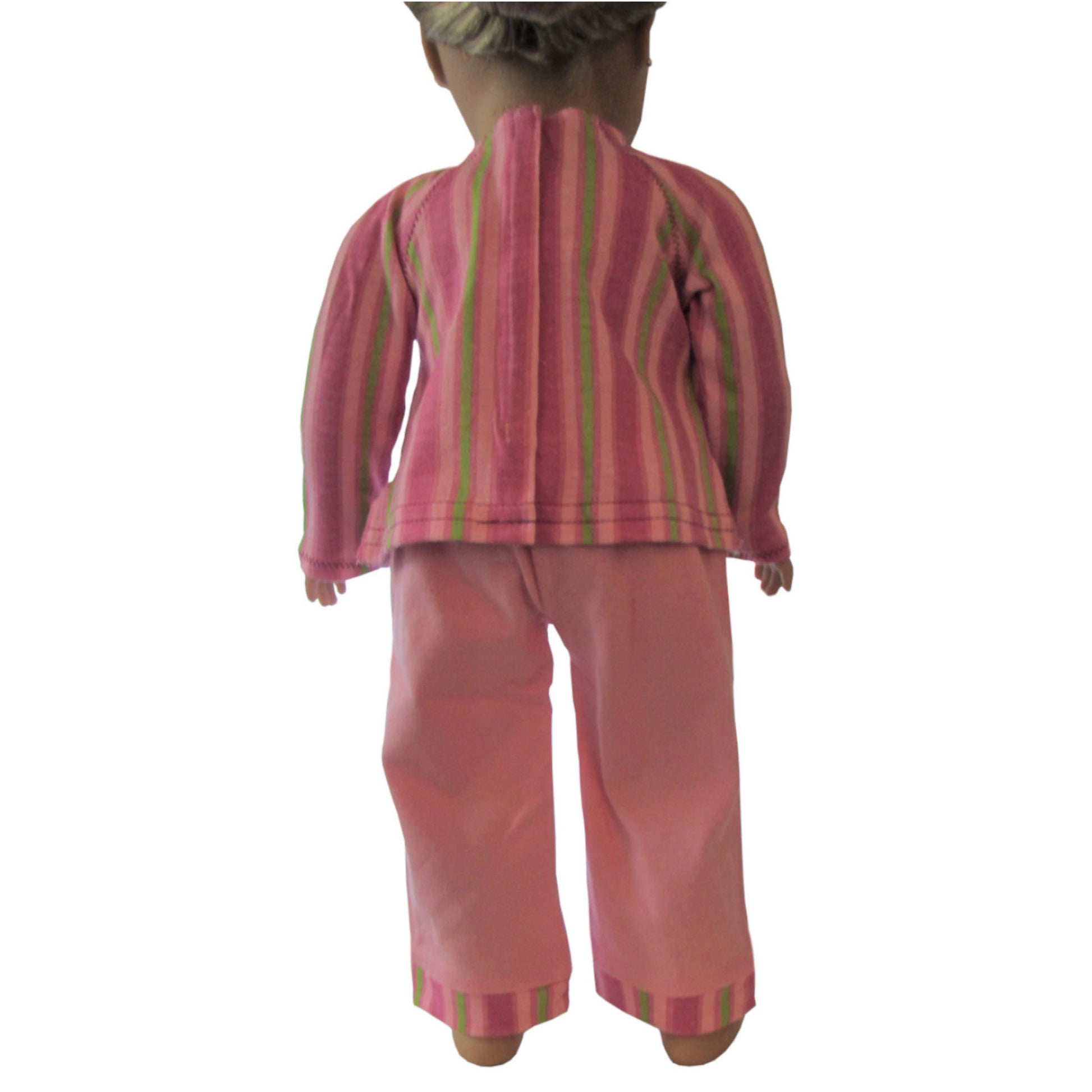 Pink Pastel Striped Top and Pink Pants for 18-inch dolls Back view