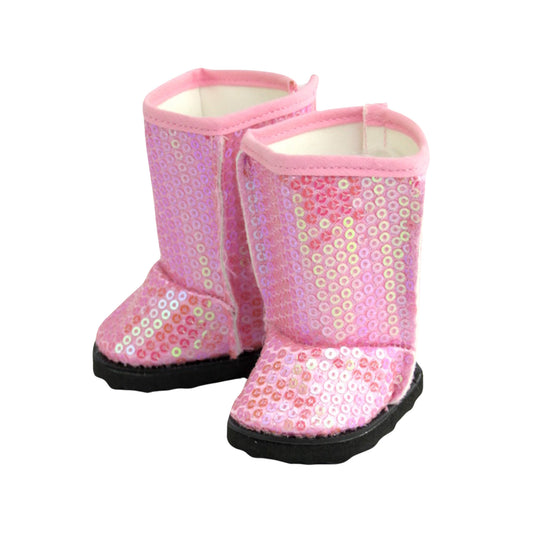 Pink Sequin Boots for 18-inch dolls 