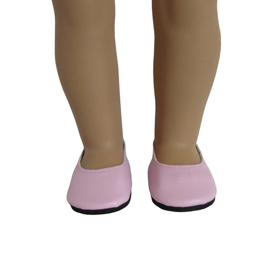 Pink Slip-on Dress Shoes for 18-inch dolls with doll Front