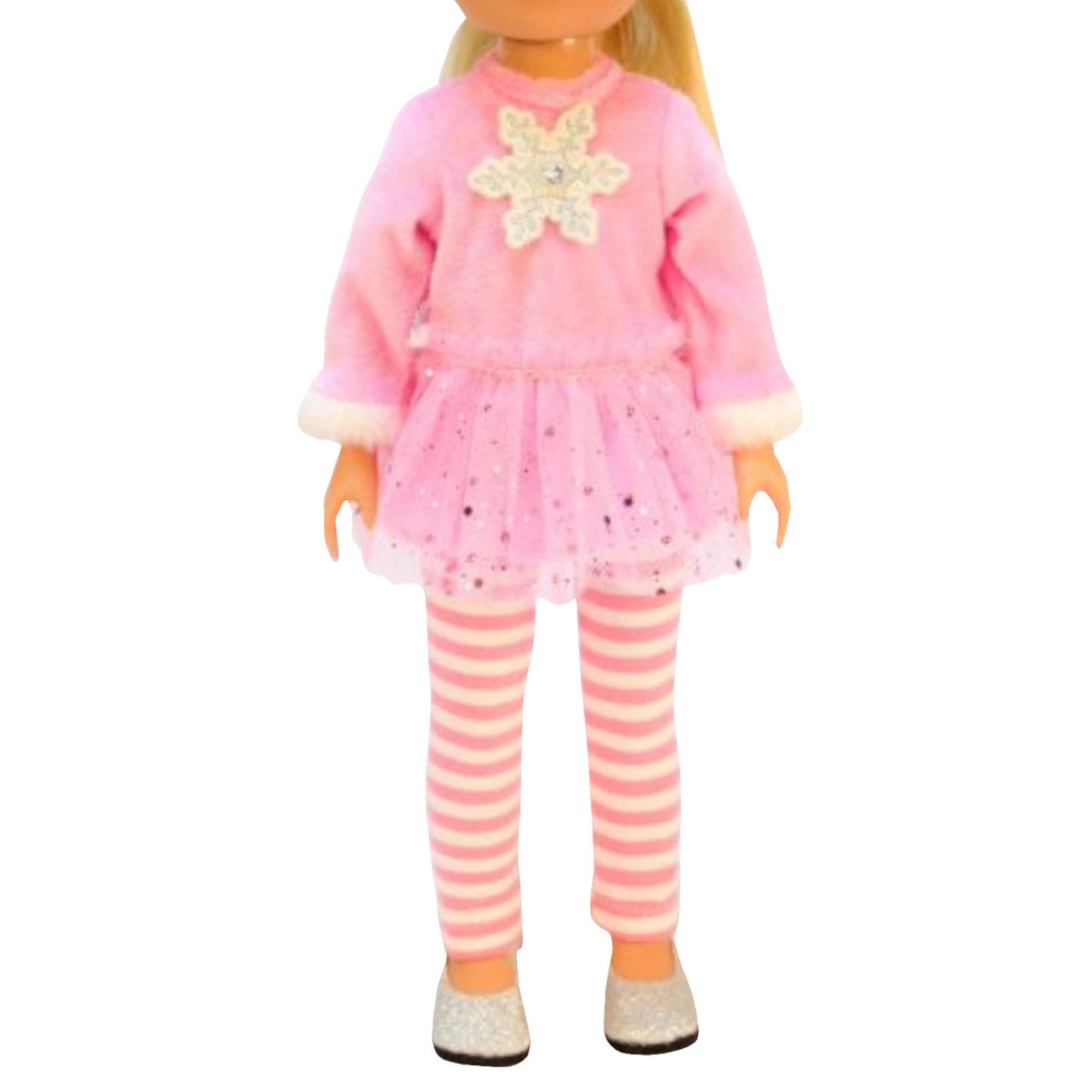 Pink Snowflake Leggings for 14 1/2-inch dolls with doll