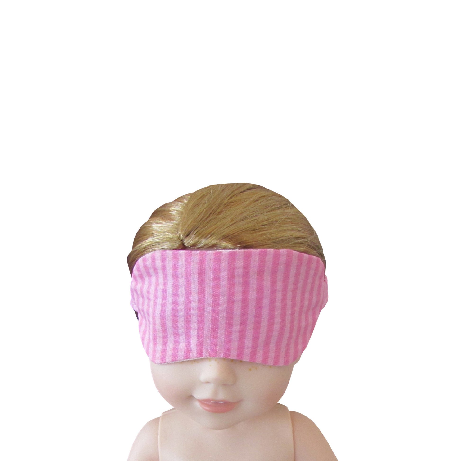 Pink Stripes Crinkles Print Doll Sleep Mask for 14 1/2-inch dolls with doll