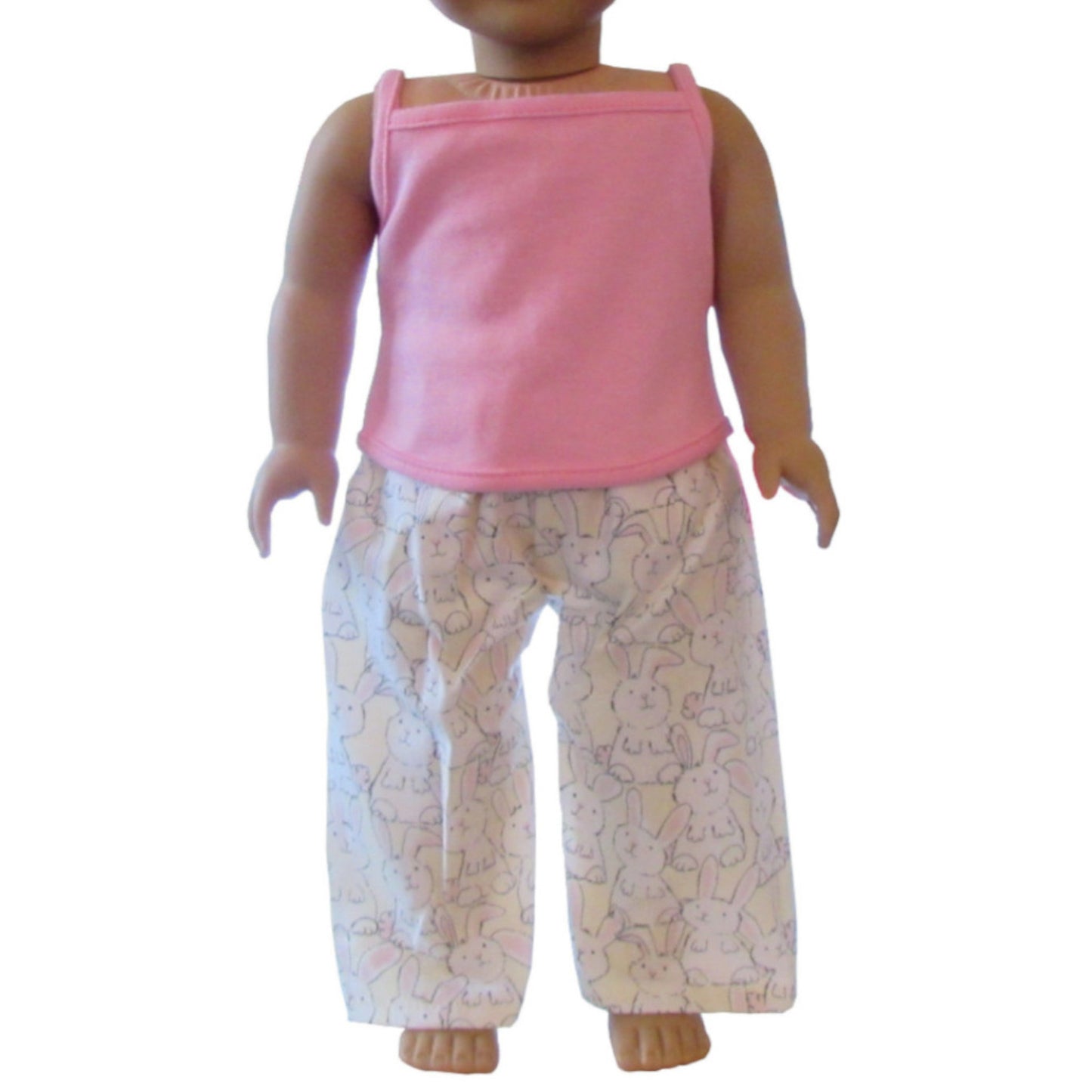Pink Tank Top and Bunny Sleeping Pants for 18-inch dolls with doll