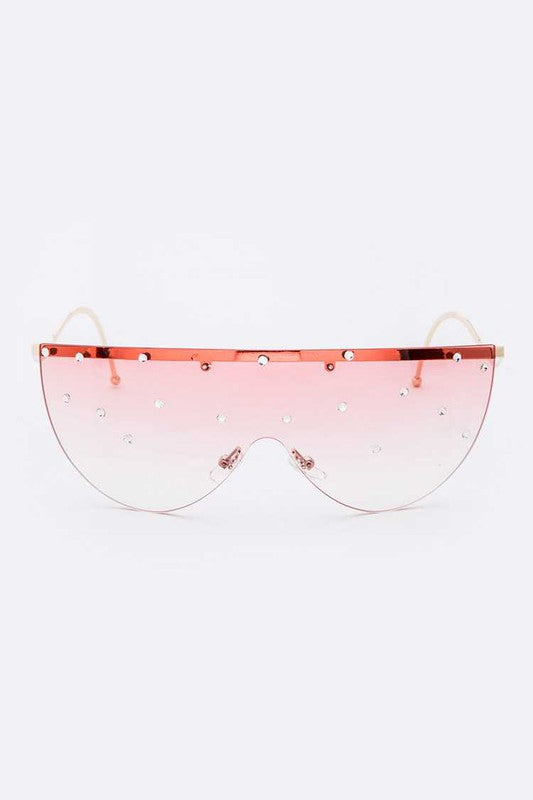 Pink Crystal Pave Iconic Oversize Sunglasses Front view