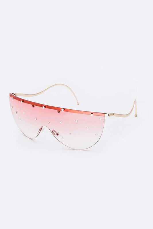 Pink Crystal Pave Iconic Oversize Sunglasses Side view