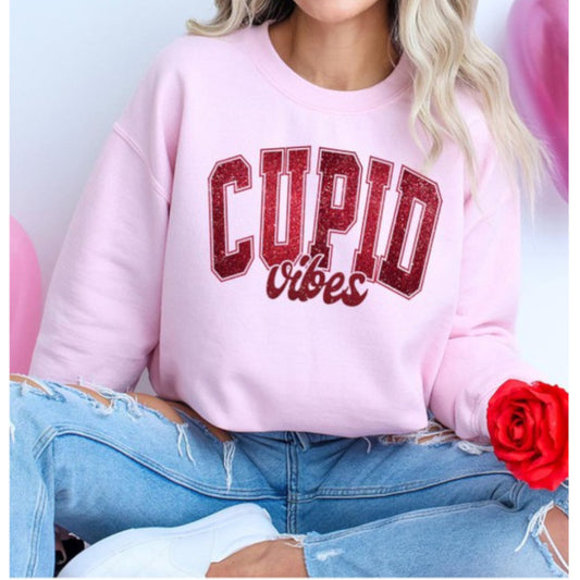 Pink Cupid Vibes Fleece Sweatshirt