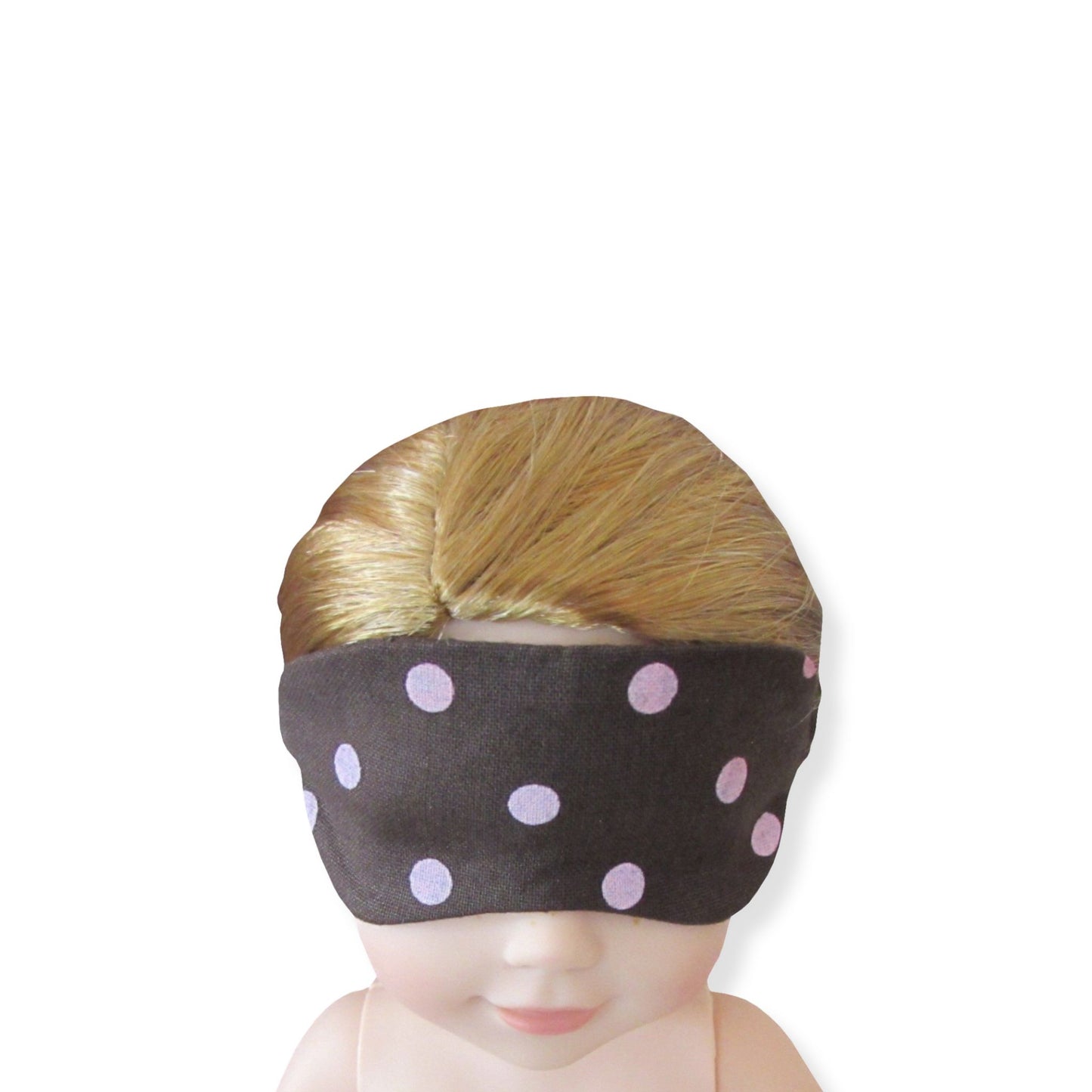 Pink Dots on Brown Doll Sleep Mask for 14.5-inch dolls with doll